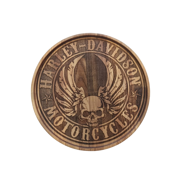 ХукаСтол Поднос Harley Davidson (Коричневый, Бук) для кальяна в Сыктывкаре