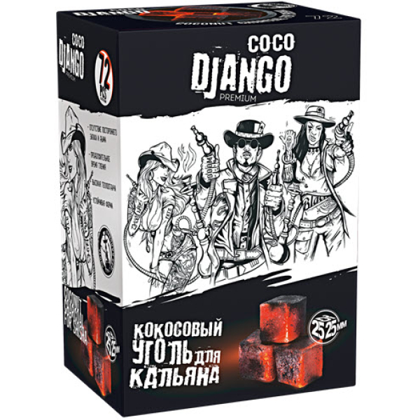 Уголь Coco Django 25мм для кальяна - 1кг (72 шт) в Сыктывкаре