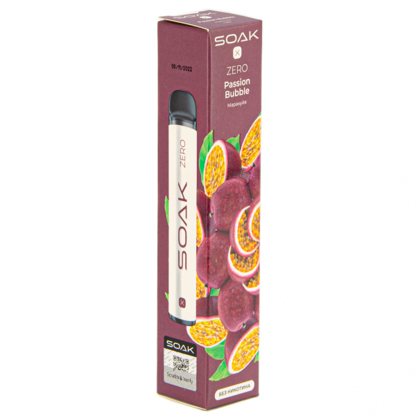 SOAK X ZERO Passion bubble 1500 затяжек (без никотина) в Сыктывкаре