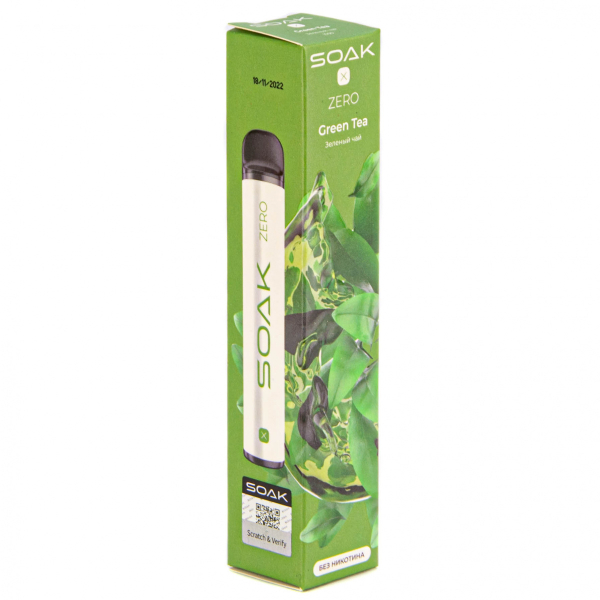 SOAK X ZERO Green tea 1500 затяжек (без никотина) в Сыктывкаре