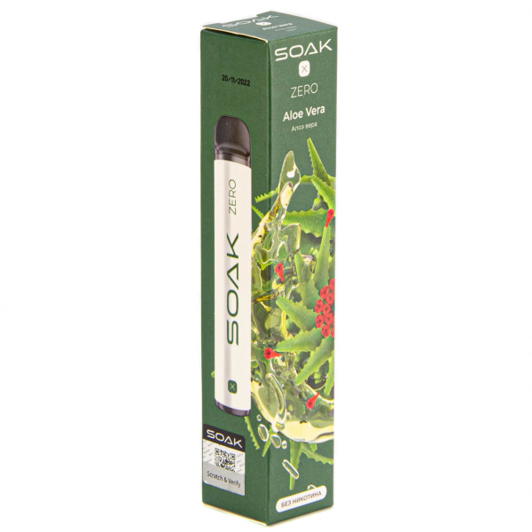 SOAK X ZERO Aloe vera 1500 затяжек (без никотина) в Сыктывкаре