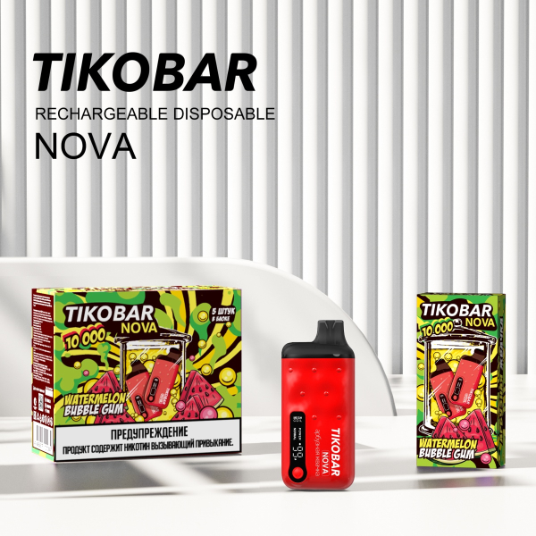 Электронка Tikobar Nova Арбузная Жвачка 10000 Затяжек в Сыктывкаре