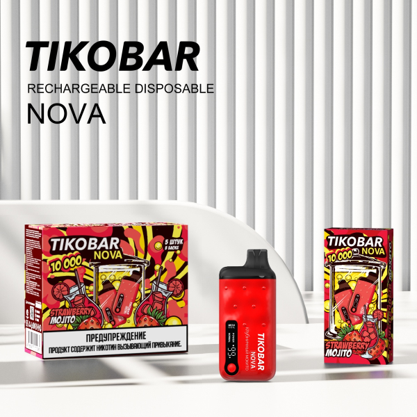 Электронка Tikobar Nova Клубничный Мохито 10000 Затяжек в Сыктывкаре