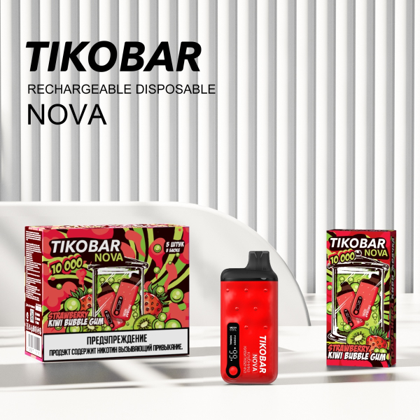 Электронка Tikobar Nova Клубника Киви Жвачка 10000 Затяжек в Сыктывкаре