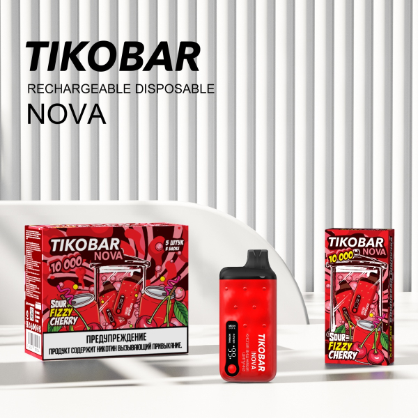 Электронка Tikobar Nova Кислая Вишневая Шипучка 10000 Затяжек в Сыктывкаре