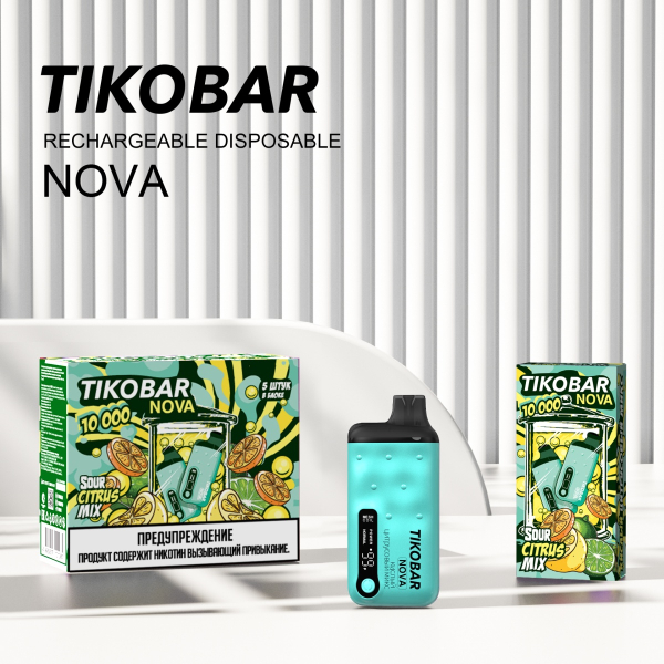 Электронка Tikobar Nova Кислый Цитрусовый Микс 10000 Затяжек в Сыктывкаре