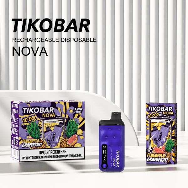 Электронка Tikobar Nova Ананас Грейпфрут 10000 Затяжек в Сыктывкаре