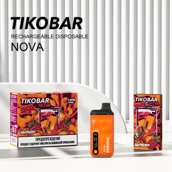 Электронка Tikobar Nova Персик Малина 10000 Затяжек в Сыктывкаре