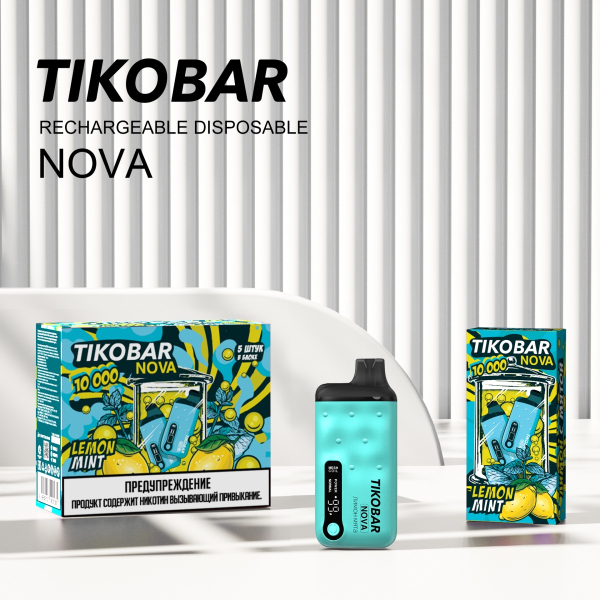 Электронка Tikobar Nova Лимон Мята 10000 Затяжек в Сыктывкаре