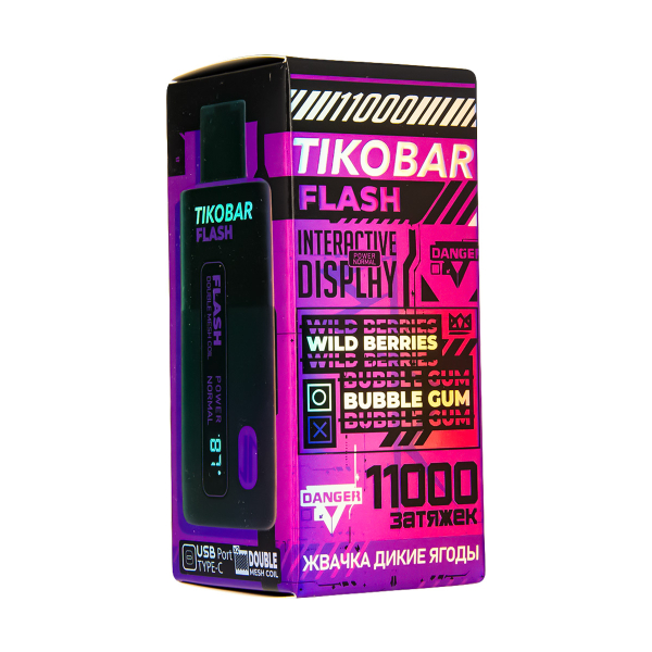 Электронка Tikobar Flash Жвачка Дикие Ягоды 11000 Затяжек в Сыктывкаре