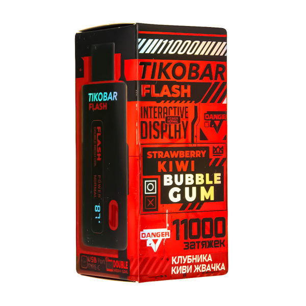 Электронка Tikobar Flash Клубника Киви Жвачка 11000 Затяжек в Сыктывкаре