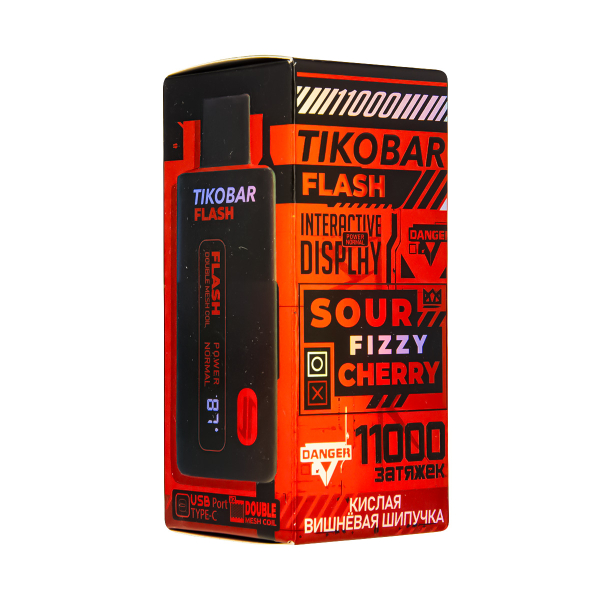 Электронка Tikobar Flash Кислая Вишнёвая Шипучка 11000 Затяжек в Сыктывкаре