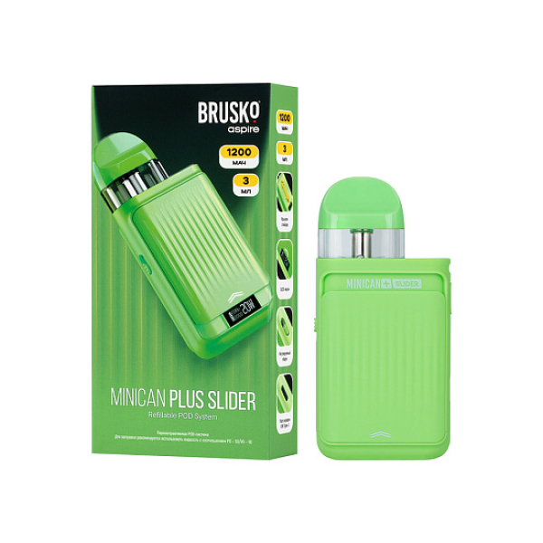 POD-система Brusko Minican Plus Slider Зелёный в Сыктывкаре