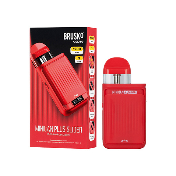POD-система Brusko Minican Plus Slider Красный в Сыктывкаре
