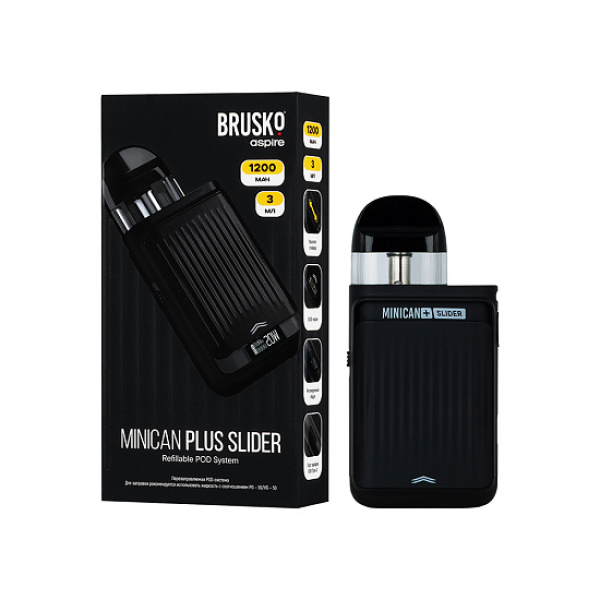 POD-система Brusko Minican Plus Slider Чёрный в Сыктывкаре
