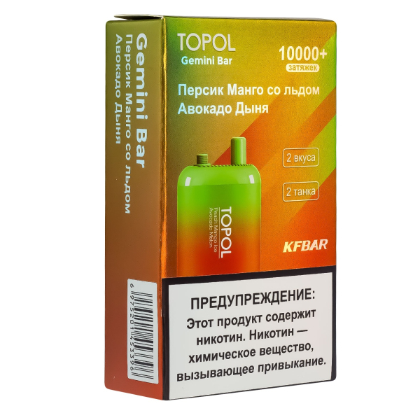 Электронка Topol Gemini Bar Peach Mango Ice | Avocado Melon 10000 тяг в Сыктывкаре